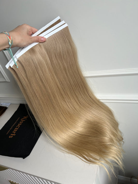 Włosy naturalne doczepiane słowiańskie na bio taśmach 65 cm 177 g