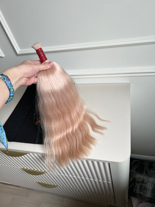 Włosy naturalne do przedłużania w kitce 103 g 45 cm Pudrowy róż