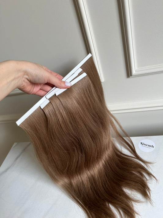 Włosy Naturalne słowiańskie Na Bio taśmy 100 g 44 cm Ciemny Blond