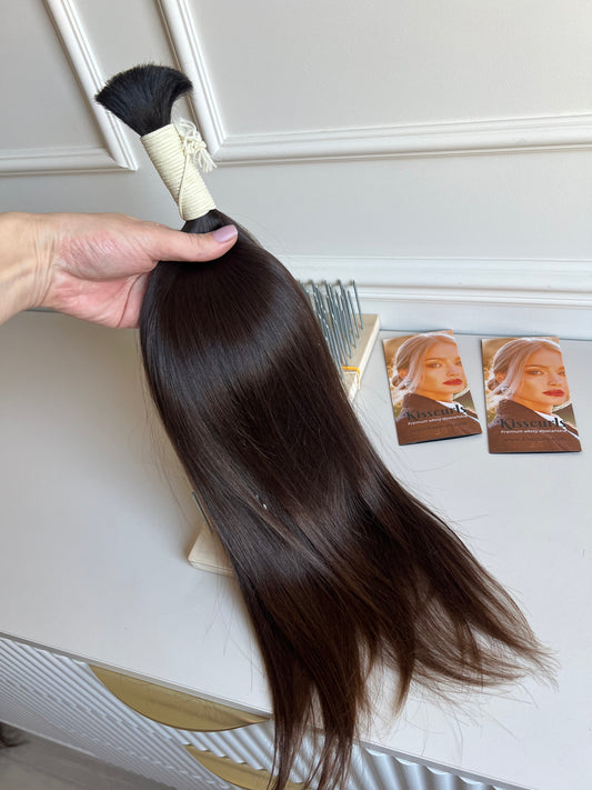 Włosy dziewicze naturalne Jeden dawca Dziewicze nie farbowane ciemny brąz 100g 52cm