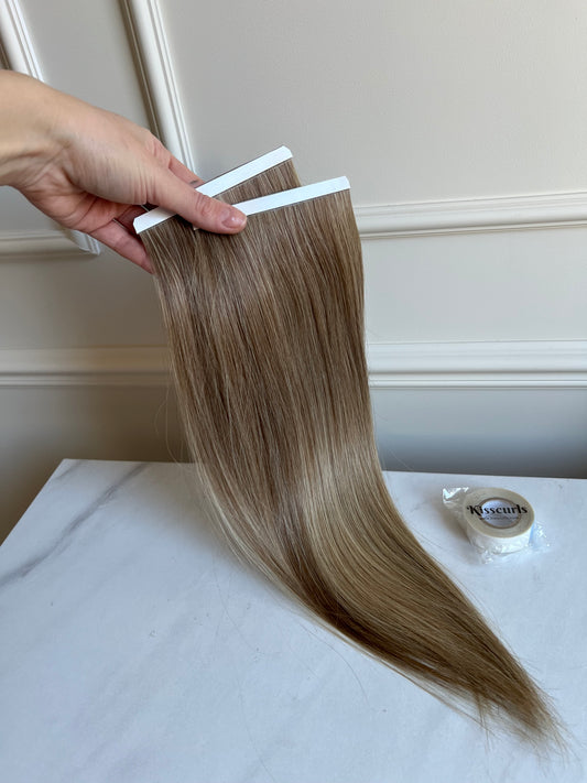 Włosy naturalne doczepiane Bio tape dwie sztuki boczne 43cm 30g