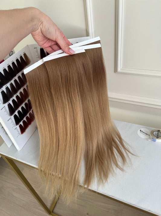 Bio Taśmy do zagęszczania i przedłużanie włosów ombre blond 95 g 52 cm