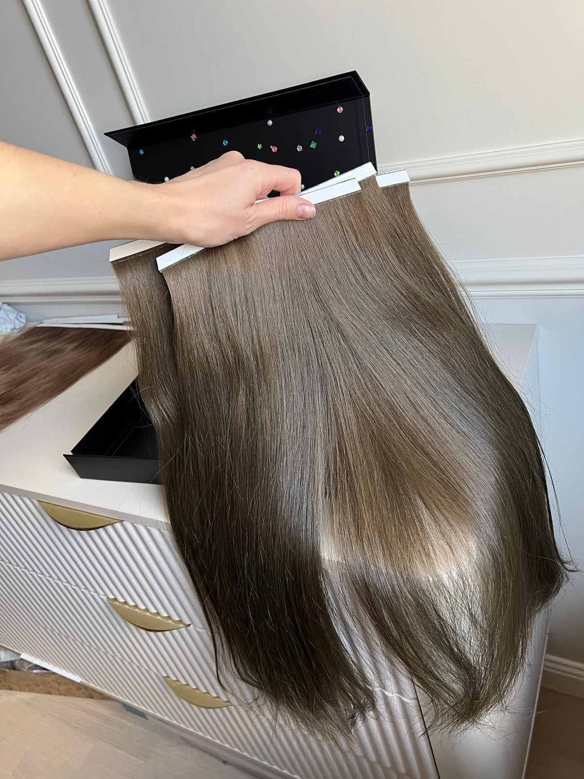 Włosy doczepiane słowiańskie 156 g 58 cm chłodny Brąz Bio taśmy