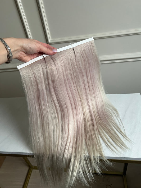 Bio taśmy doczepiane włosy Popielaty blond srebrzysty 95g 47cm