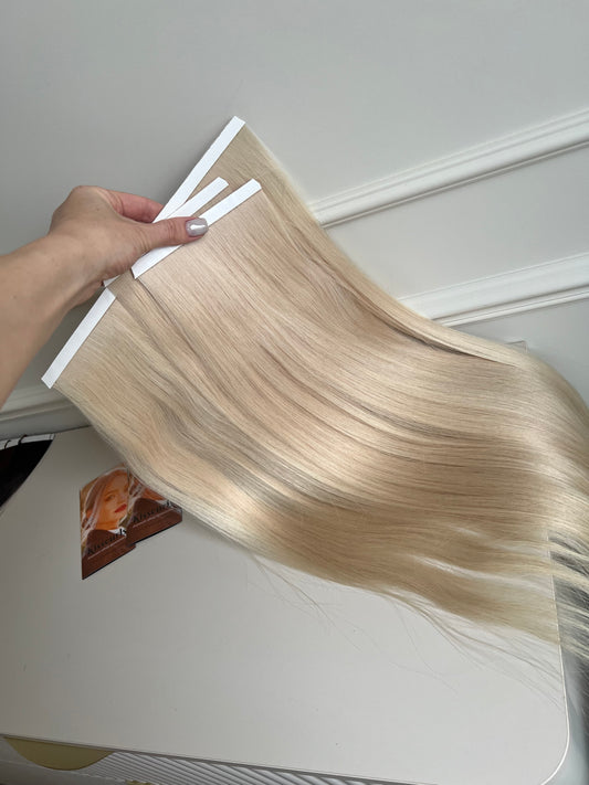 Włosy naturalne doczepiane słowiańskie jasny Blond 120 g 60 cm