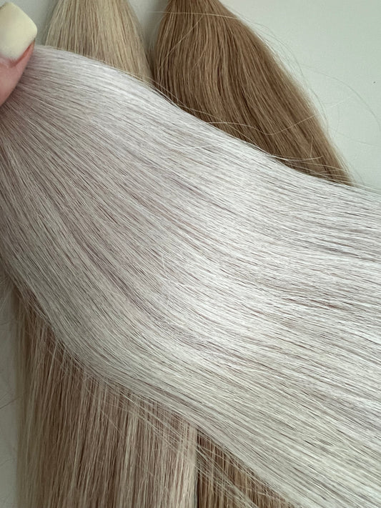 Włosy naturalne Platynowy chłodny Blond 93g 50cm lux