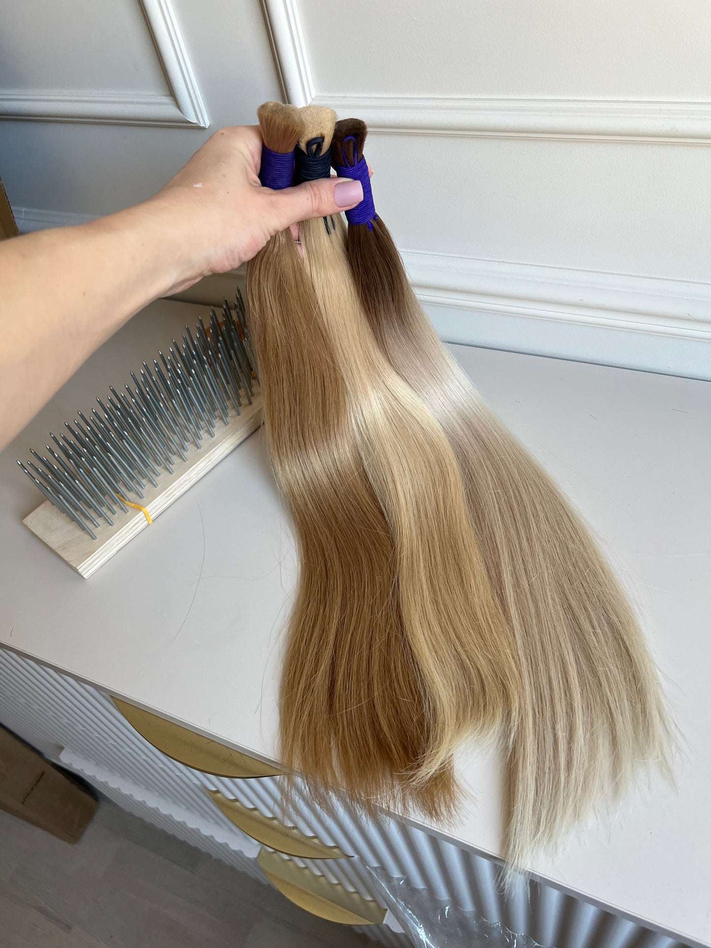 Słowiańskie włosy naturalne do przedłużania zestaw 3 kitek – 243g