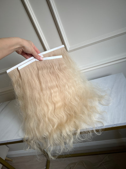 Włosy Doczepiane falowane Bio taśmy Zestaw 40 cm 63 g