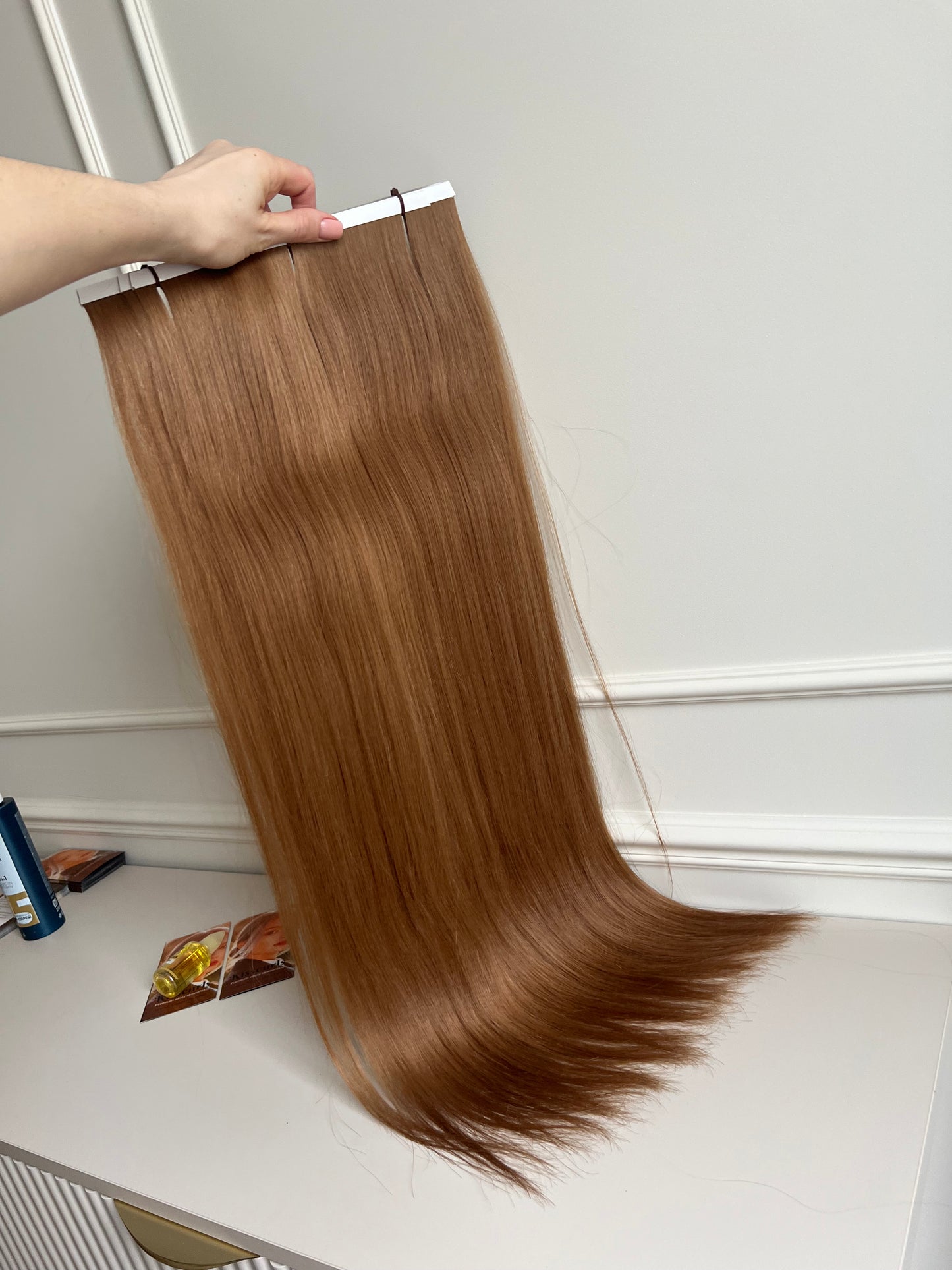 Włosy naturalne słowiańskie doczepiane biotaśma 227 g 70 cm jasny Brąz