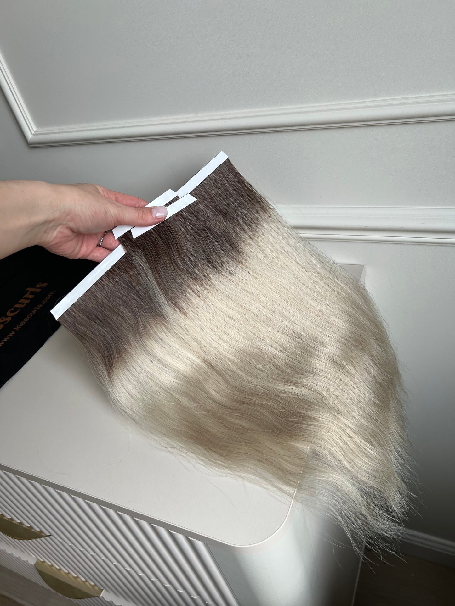 Włosy naturalne doczepiane biotaśmy 3 szt 54g 40cm ombre