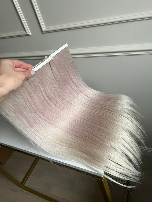 Bio taśmy doczepiane włosy Popielaty blond srebrzysty 95g 47cm