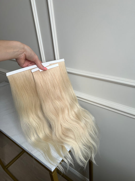 Włosy Naturalne doczepiane 45 cm 73 g Bio taśmy jasny Blond