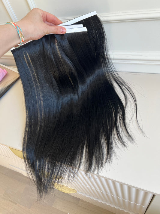 Włosy doczepiane naturalne słowiańskie 86g 51cm Biotaśmy czarny