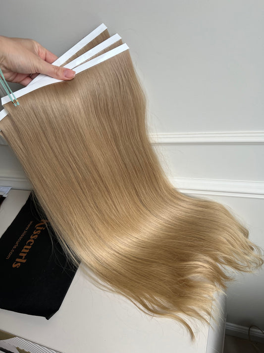 Włosy naturalne doczepiane słowiańskie na bio taśmach 65 cm 177 g