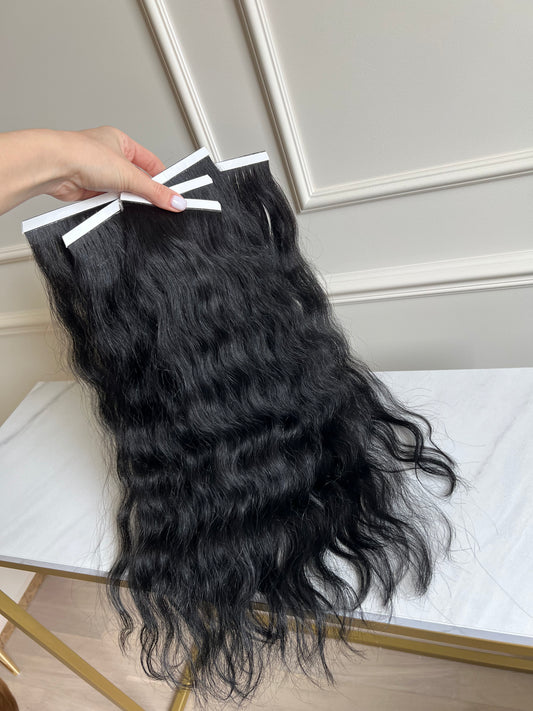 Włosy fałowane na bio taśmach  doczepiane 111g 50cm