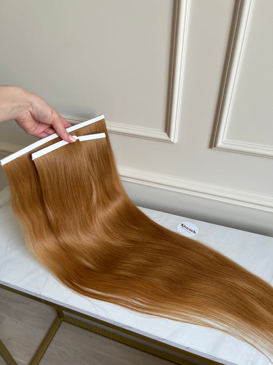 Włosy Rude doczepiane na Bio taśmy zestaw 112 g 70 cm