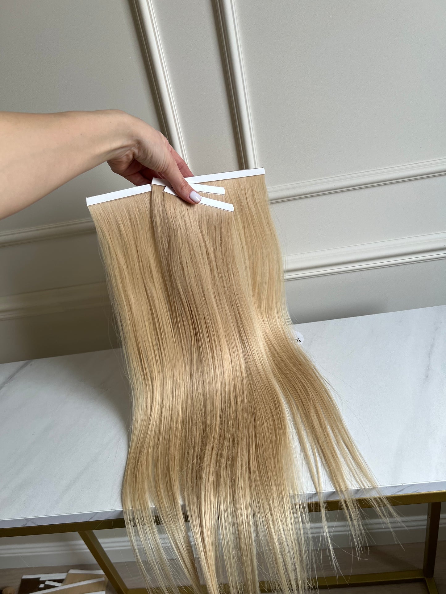 Włosy naturalnie Słowiańskie doczepiane na biotaśmy 56 cm 81 g