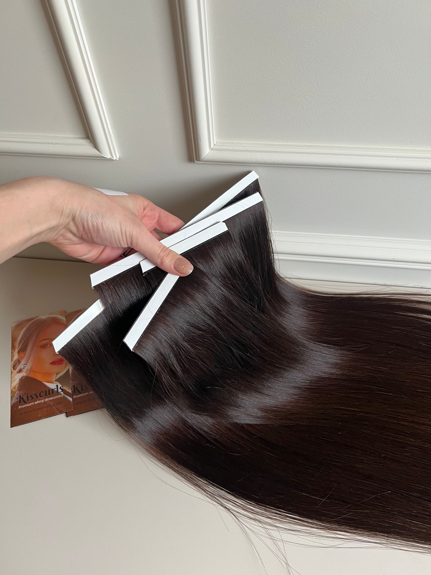 Włosy ciemny brąz biotaśmy zestaw 4 szt 138g 67cm