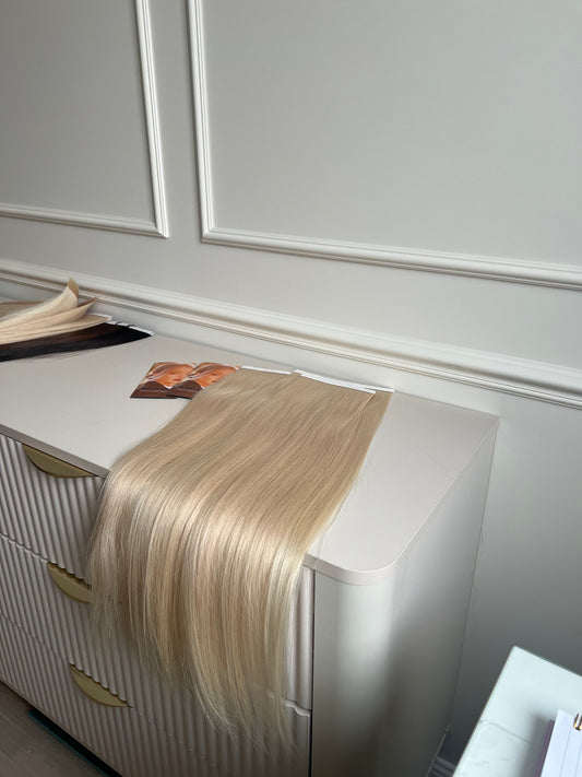 Włosy naturalne doczepiane słowiańskie jasny Blond 120 g 60 cm