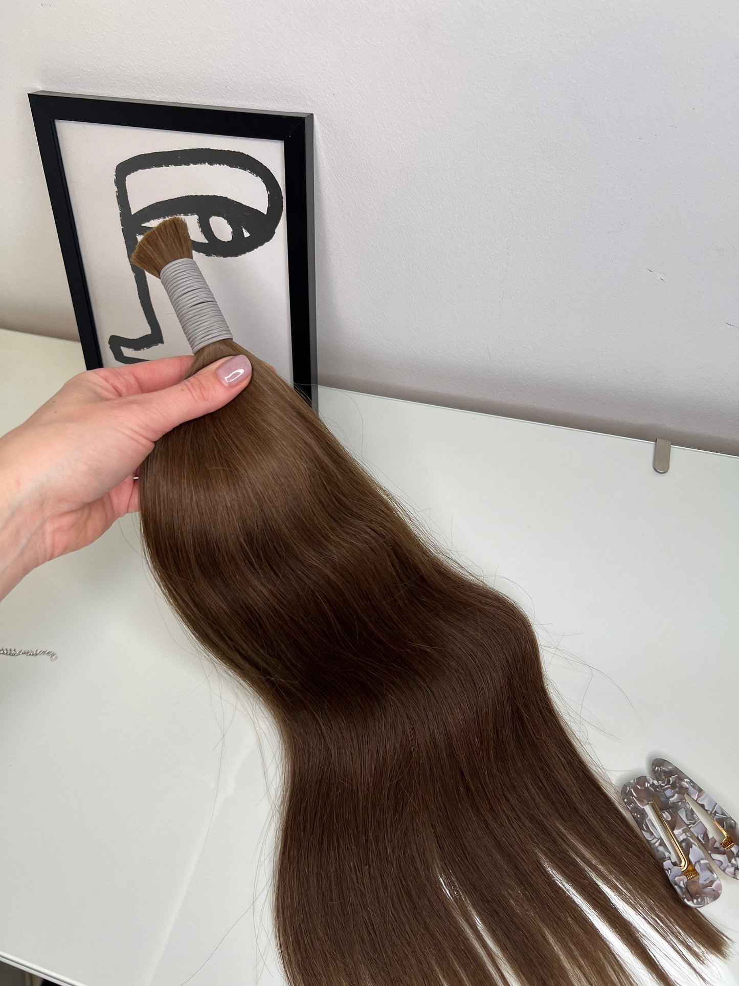 Włosy naturalne słowiańskie w kitce Cięte z jednej głowy- 100g 48cm Jasny Brąz