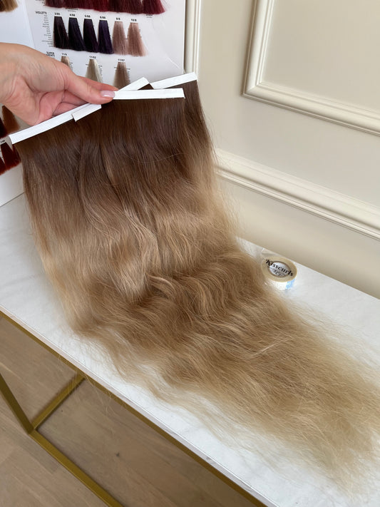 Włosy naturalne Słowiańskie falowane doczepiane metoda Bio taśmy 55 cm 81 g falowane