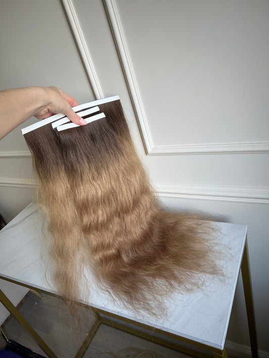 Włosy Słowiańskie doczepiane na Bio taśmy 92 g 53 cm falowane