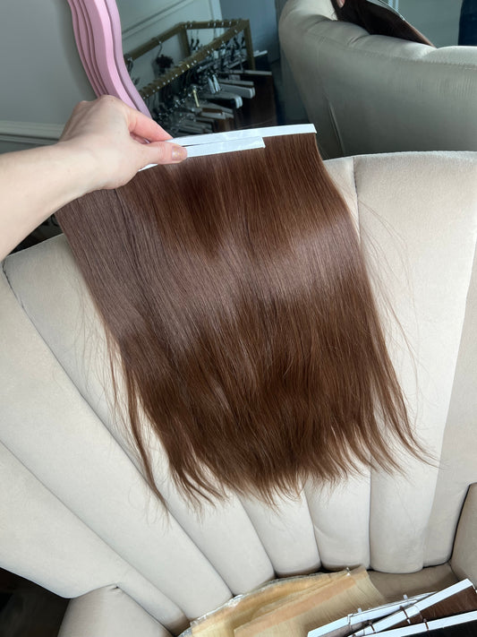 Jasny Brąz włosy naturalne słowiańskie metoda Bio taśmy 47cm 82g