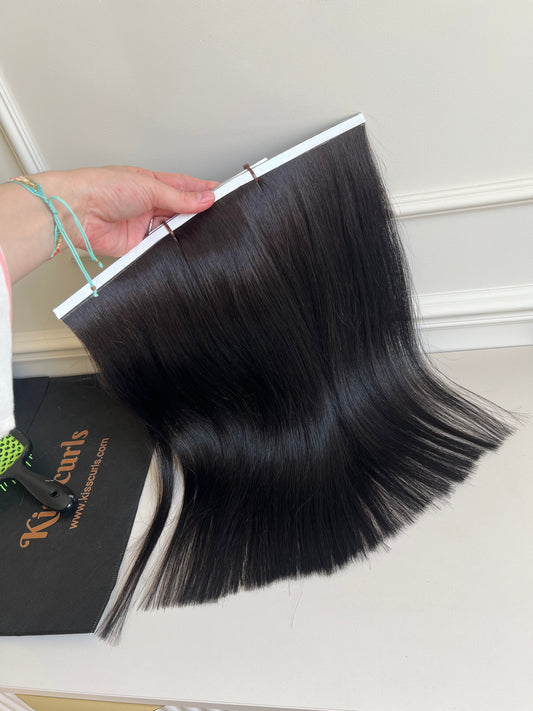 Włosy naturalne doczepiane 41 cm 103 g Bio taśmy Zestaw trzy sztuki kolor 1b