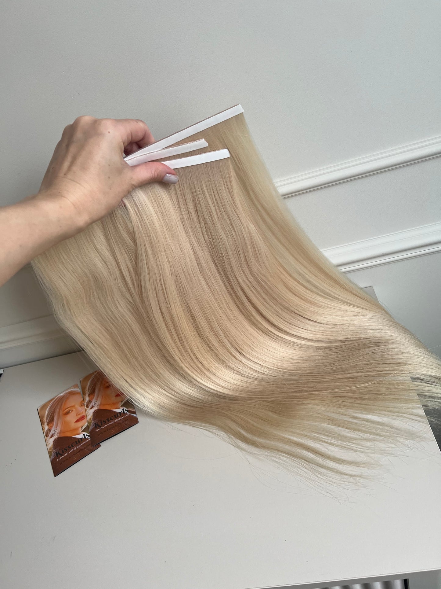 Włosy naturalne doczepiane słowiańskie jasny Blond 120 g 60 cm