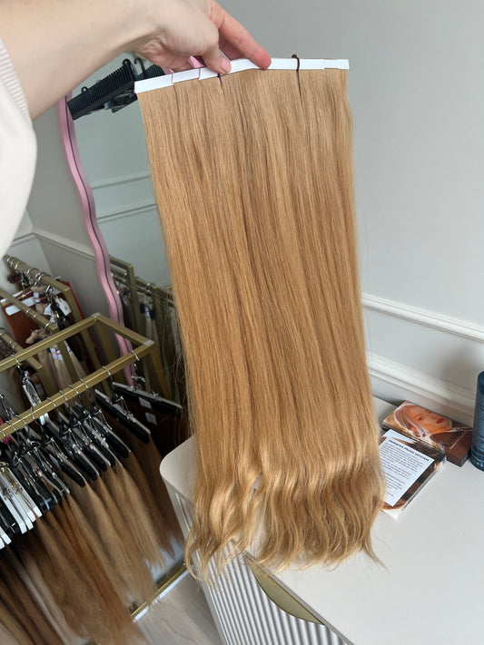 Włosy naturalne słowiańskie doczepiane biotaśma 206 g 70 cm ciemny Blond
