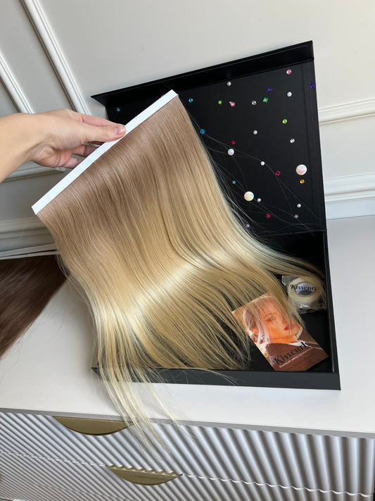 Włosy doczepiane słowiańskie 49 cm 52 g Blond ombre biotaśmy