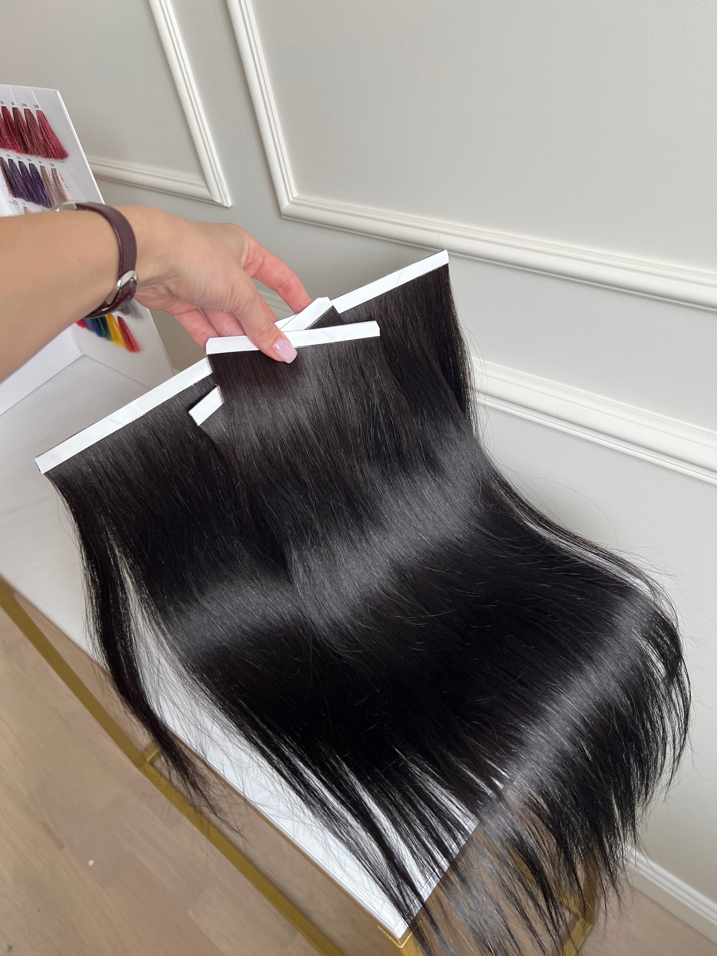 Włosy naturalne doczepiane 51 cm 111 g Bio taśmy Zestaw trzy sztuki.