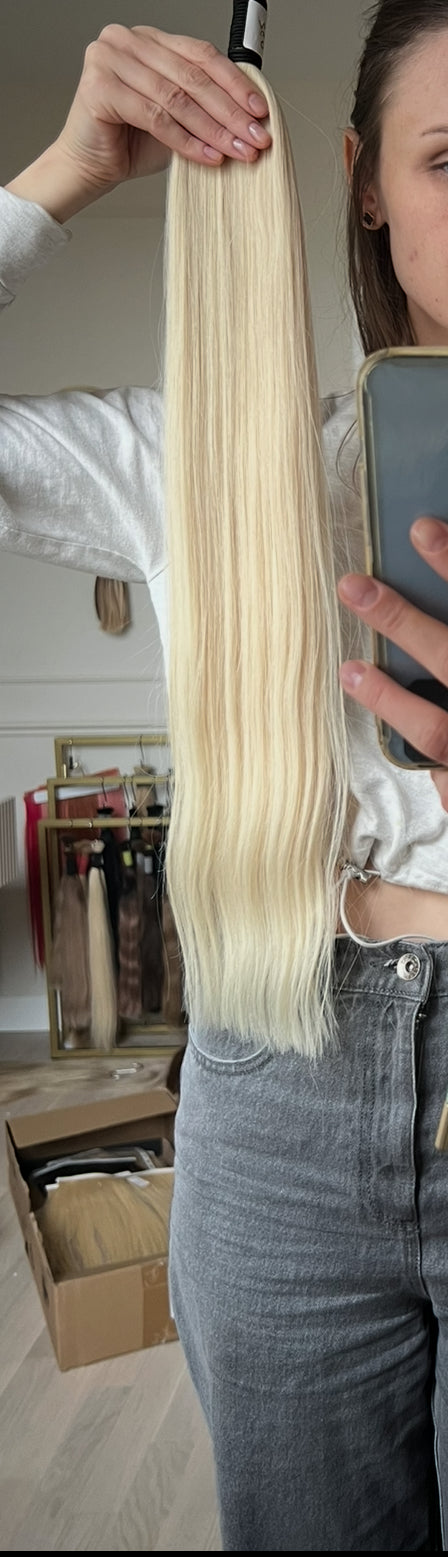 Włosy Do przedłużania słowiańskie 65 cm 107 g jasny blond