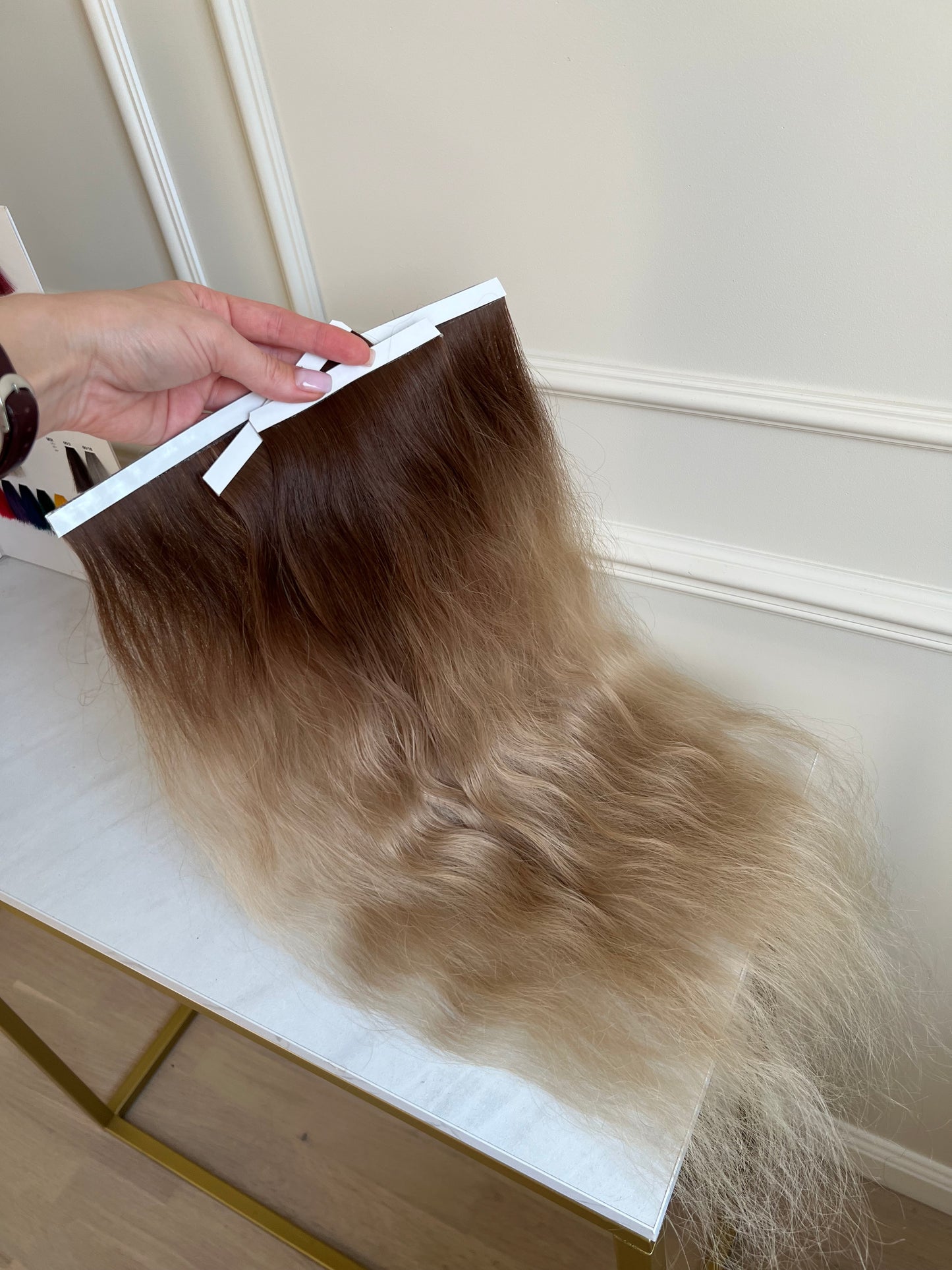 Włosy naturalne Słowiańskie falowane doczepiane metoda Bio taśmy 55 cm 81 g falowane