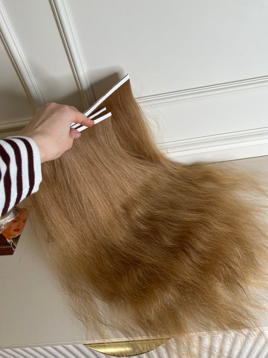 Falowane włosy Doczepiane Słowiańskie jednogłowę na biotaśmy 53 cm 84 g