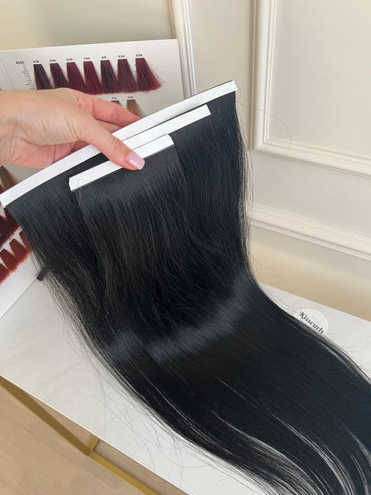 Włosy naturalne doczepiane 102 g 60 cm bio taśmy Czarny