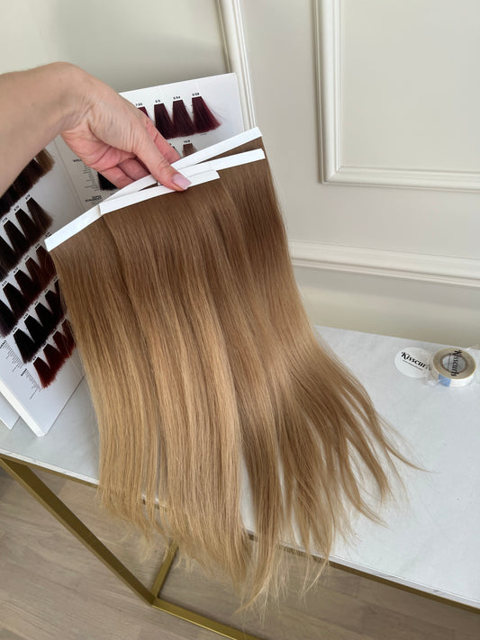 Bio Taśmy do zagęszczania i przedłużanie włosów ombre blond 95 g 52 cm