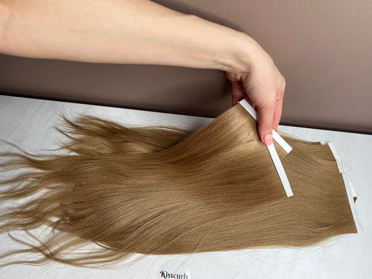 Long Tape Weft Extensions DIY Slavic Hair Side Pieces 2pcs Each 10cm 34-37g 50cm