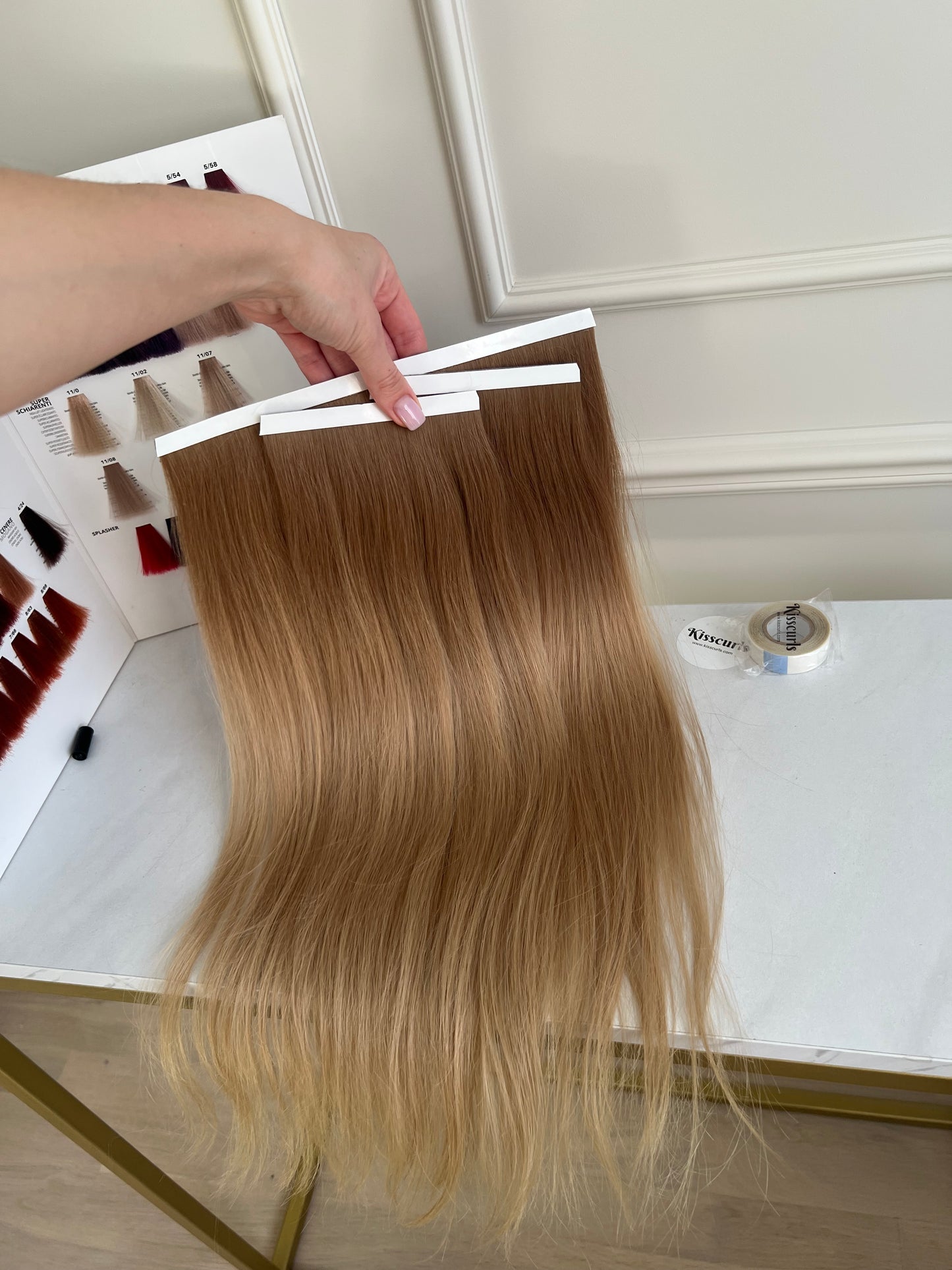 Bio Taśmy do zagęszczania i przedłużanie włosów ombre blond 95 g 52 cm