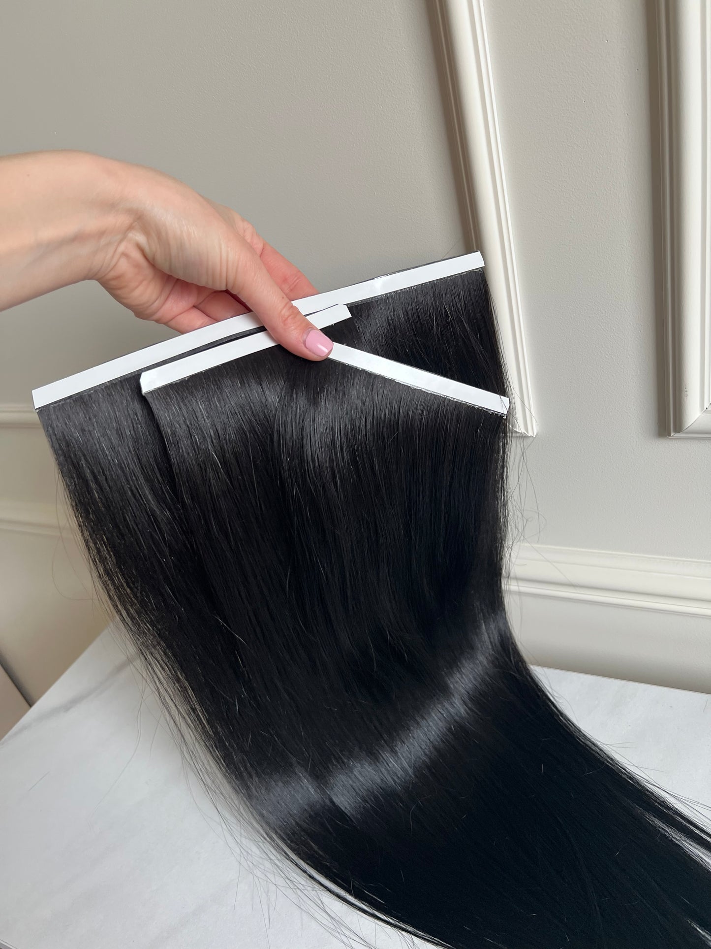 Włosy Naturalne doczepiane Słowiańskie bio tape 94 g 55 cm. Czarne