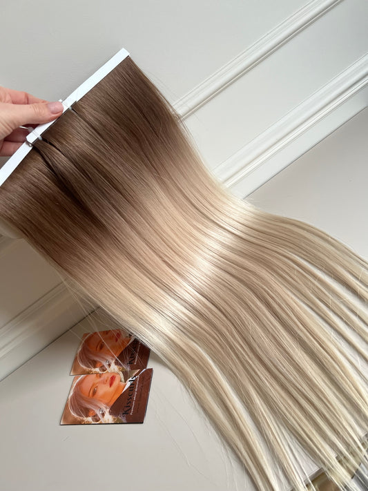 Doczepiane włosy Blond ombre biotaśmy Zestaw 3 sztuki 89g 62cm