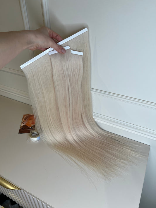 Doczepiane włosy naturalne słowiańskie 97gram 62 cm biotaśmy Zestaw trzy sztuki