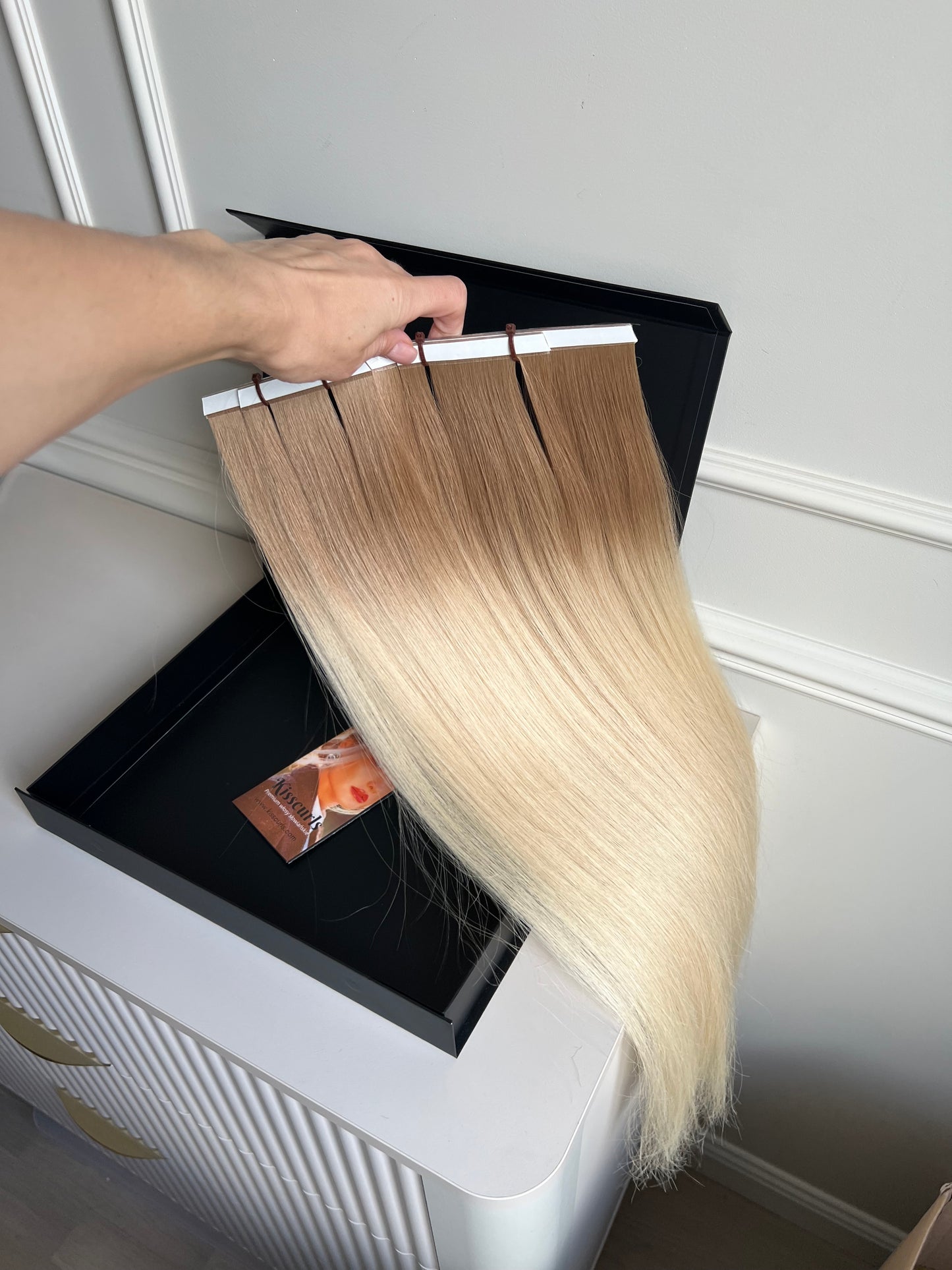 Włosy doczepiane słowiańskie 64 cm 92 g ombre Blond biotaśmy