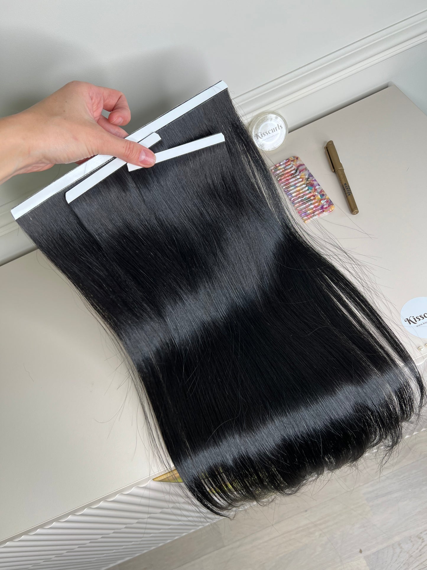 Włosy naturalne doczepiane 99g 59cm czarny 3szt