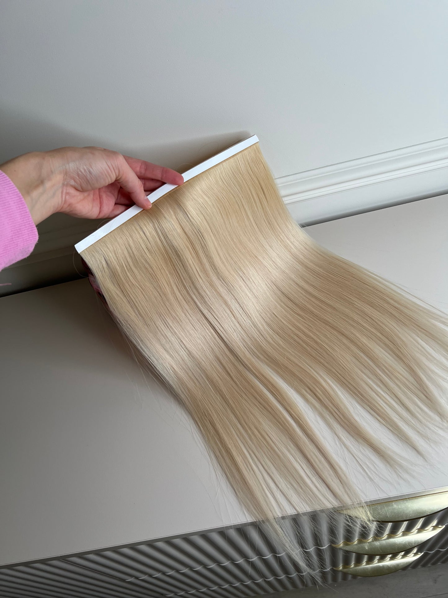 Włosy naturalne doczepiane 💎 Słowiańskie na taśmie 43cm 38g biotaśmy #Jasnyblond