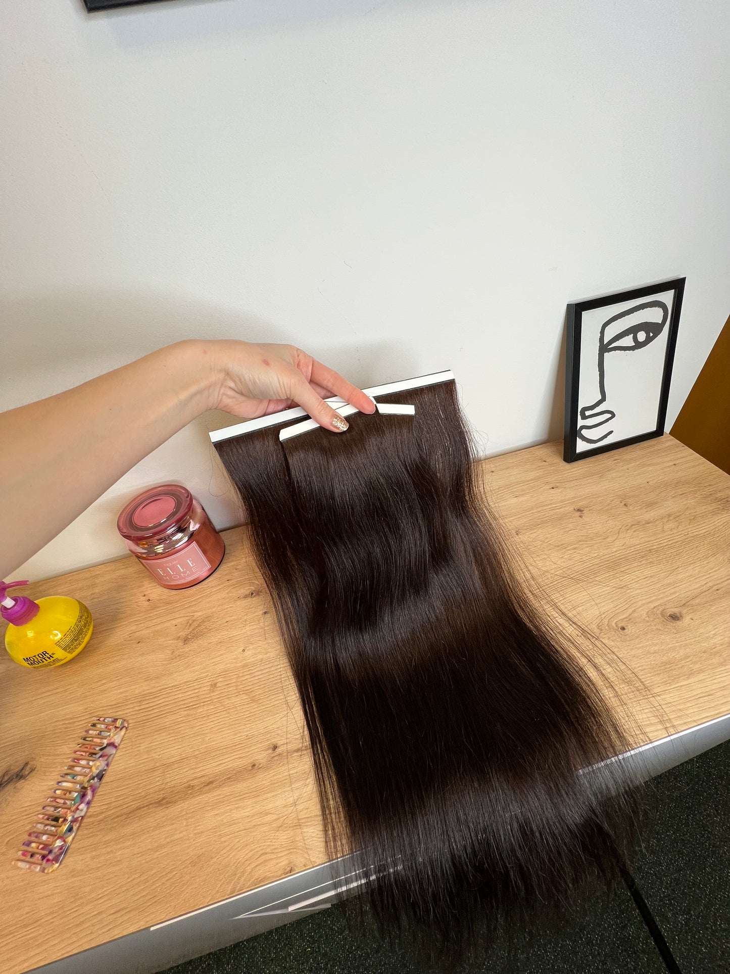 Doczepiane włosy Bio taśmy 3szt 74g 56cm Ciemny Brąz