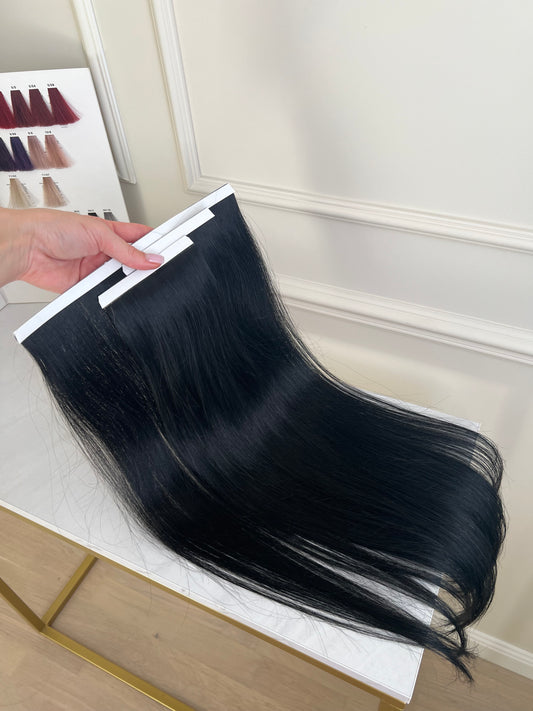 Włosy naturalne doczepiane 102 g 60 cm bio taśmy Czarny