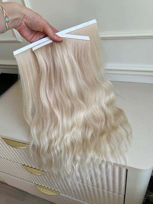 Włosy doczepiane naturalne słowiańskie 82 g 48 cm falowane Bio taśmy