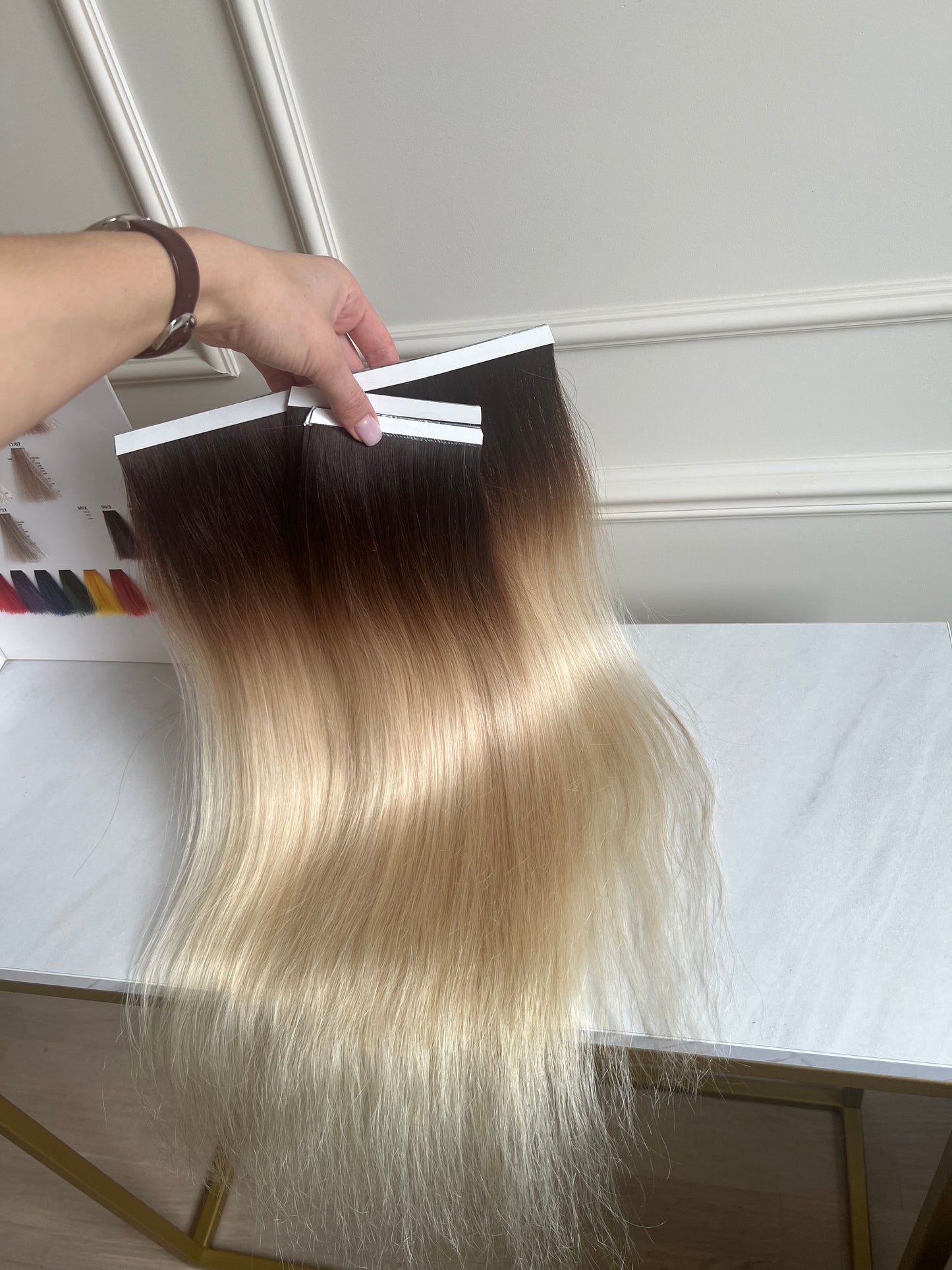 Włosy naturalne doczepiane Blond Bio taśmy zestaw 51cm 103g