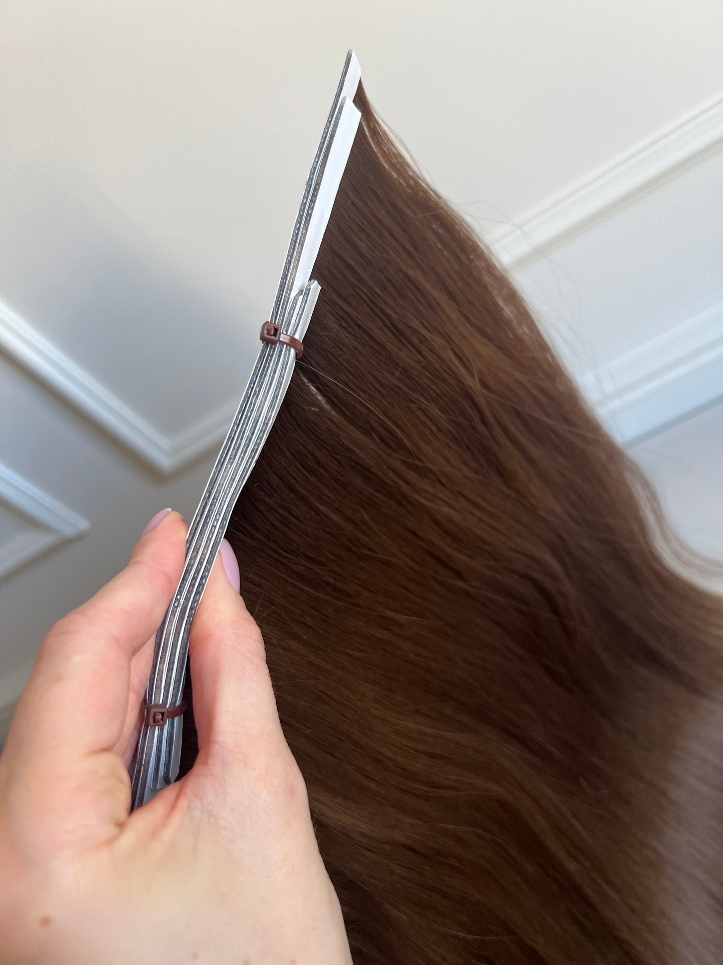 Doczepiane włosy naturalne słowiańskie Bio taśmy 140 g 47 cm Brąz